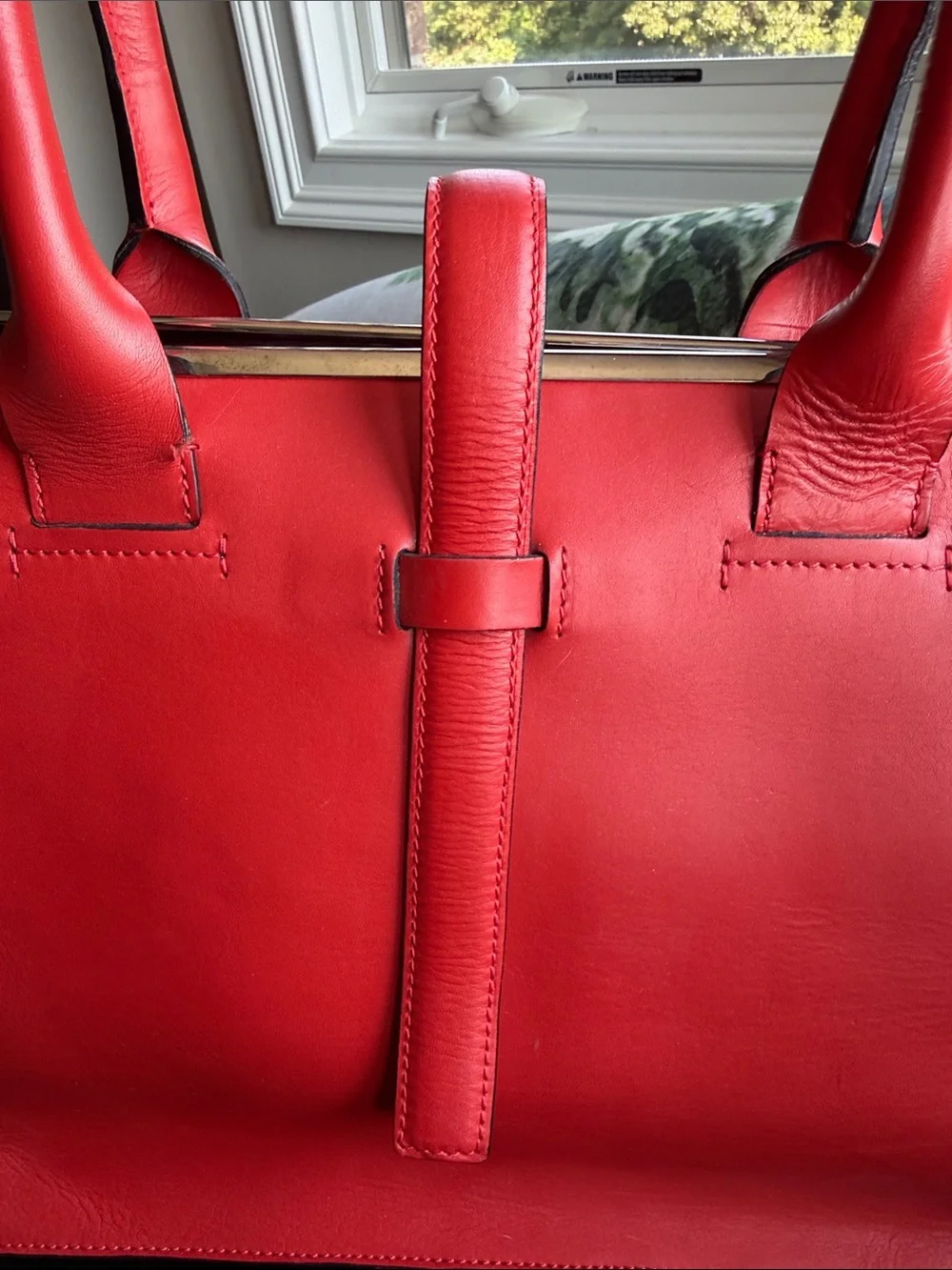 CNC Costume National Red Leather Top-Handle Satchel